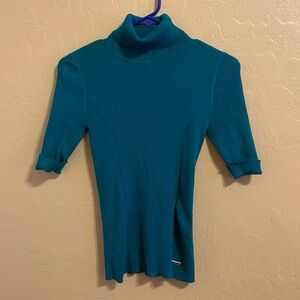 White House Black Market Women’s Turquoise Half Sleeve Turtleneck Size Small